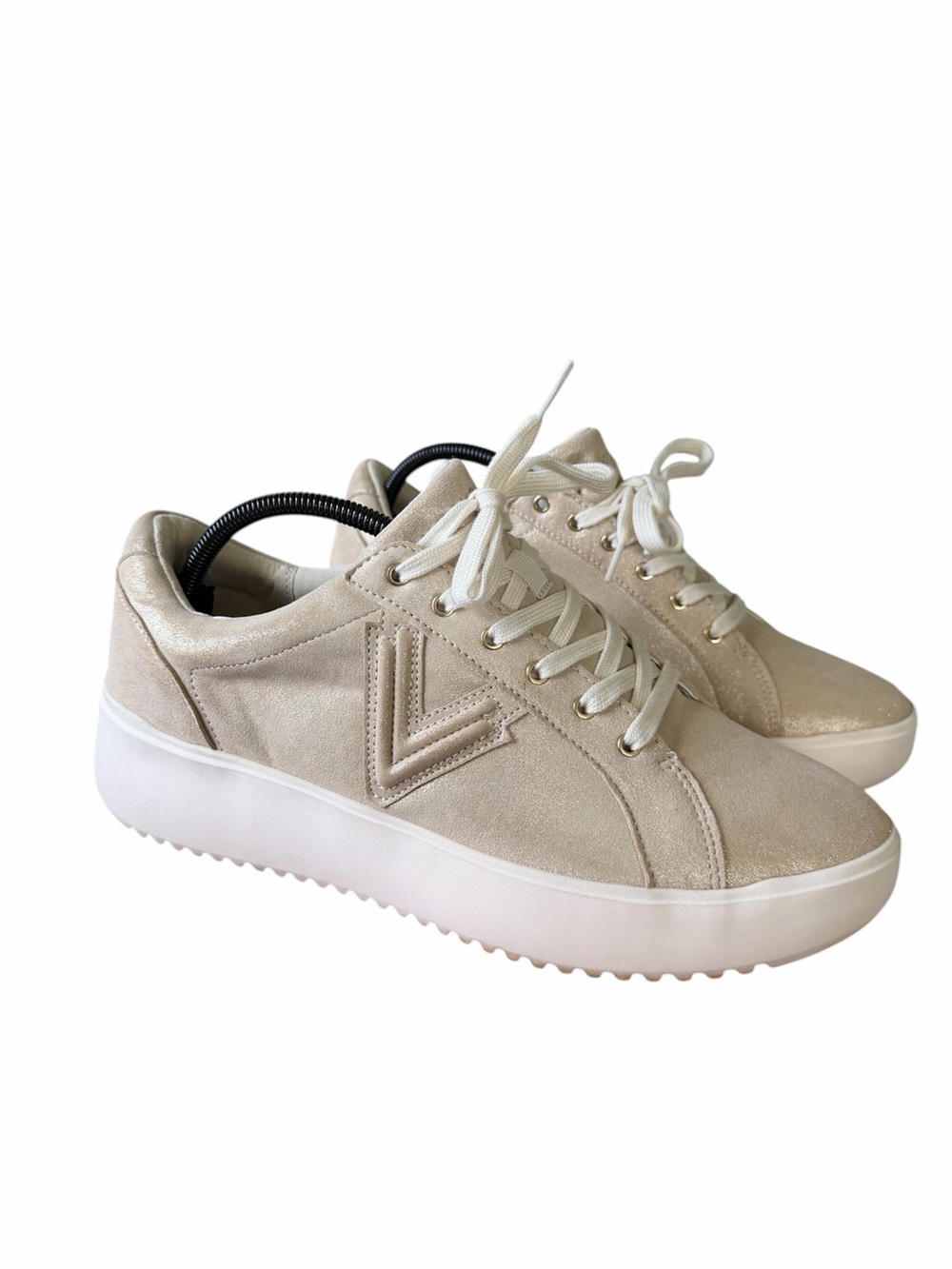 Vionic Kearny Lace-Up Gold Metal Sneakers